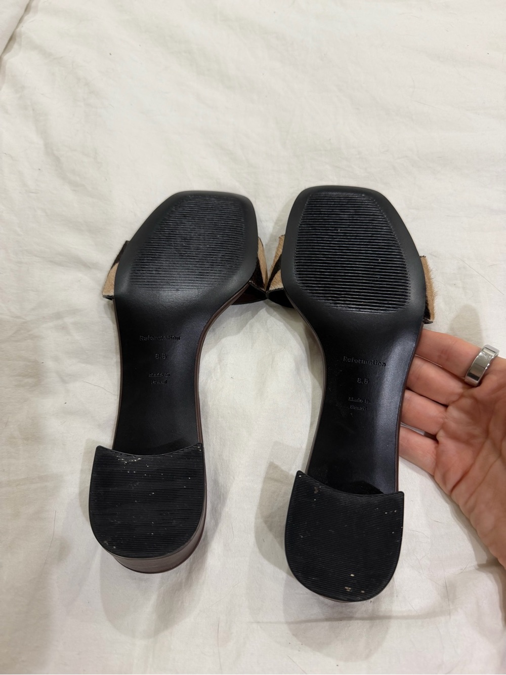 Reformation Brown Leopard Block Heel Slide - Picture 3 of 4